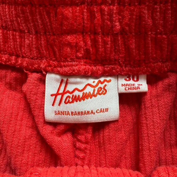 Hammies Red Corduroy Retro Short shorts pockets elastic high waist structured - Picture 2 of 3